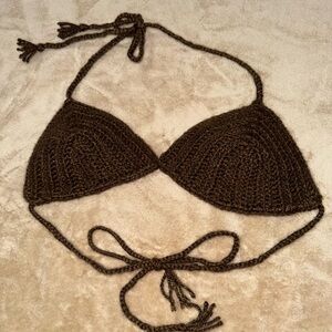 Handmade Brown Crochet Bikini Top